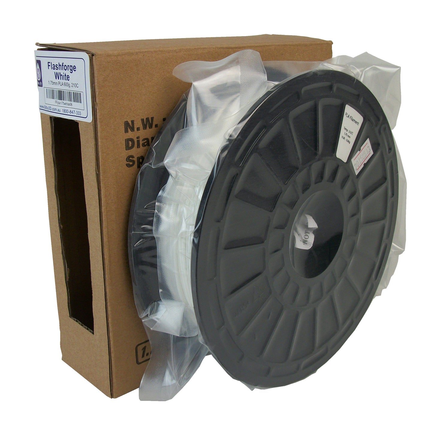 PLA Filament - 1.75mm - White - 600g Spool - FlashForge Compatible