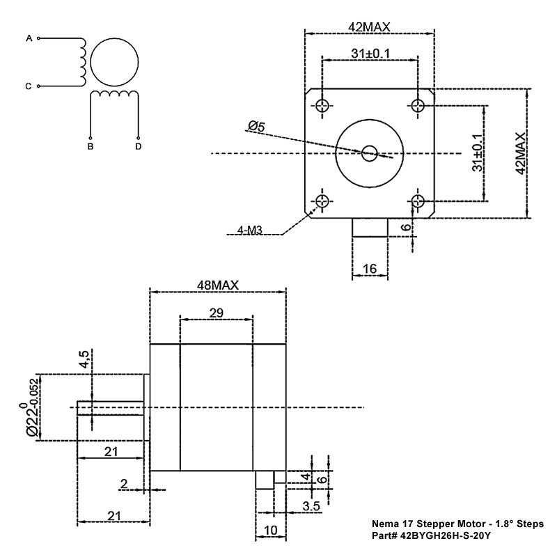 Stepper Motor - Nema 17 - 1.8 degree steps