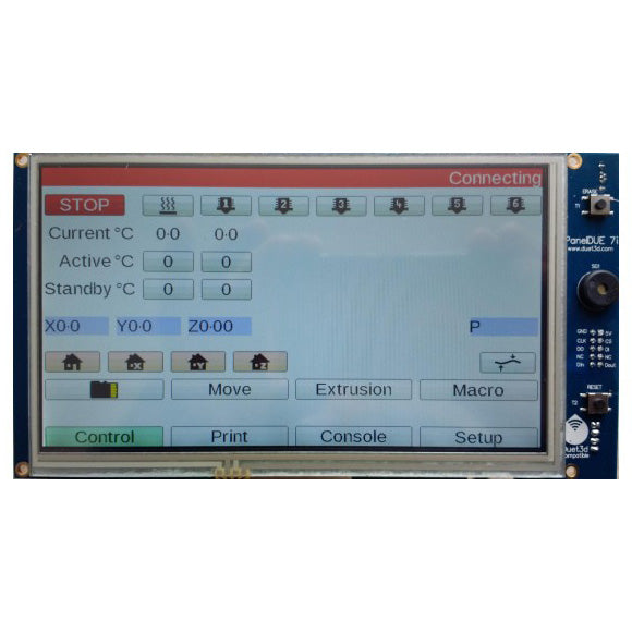Integrated PanelDue 7 inch colour touch screen for Duet3D