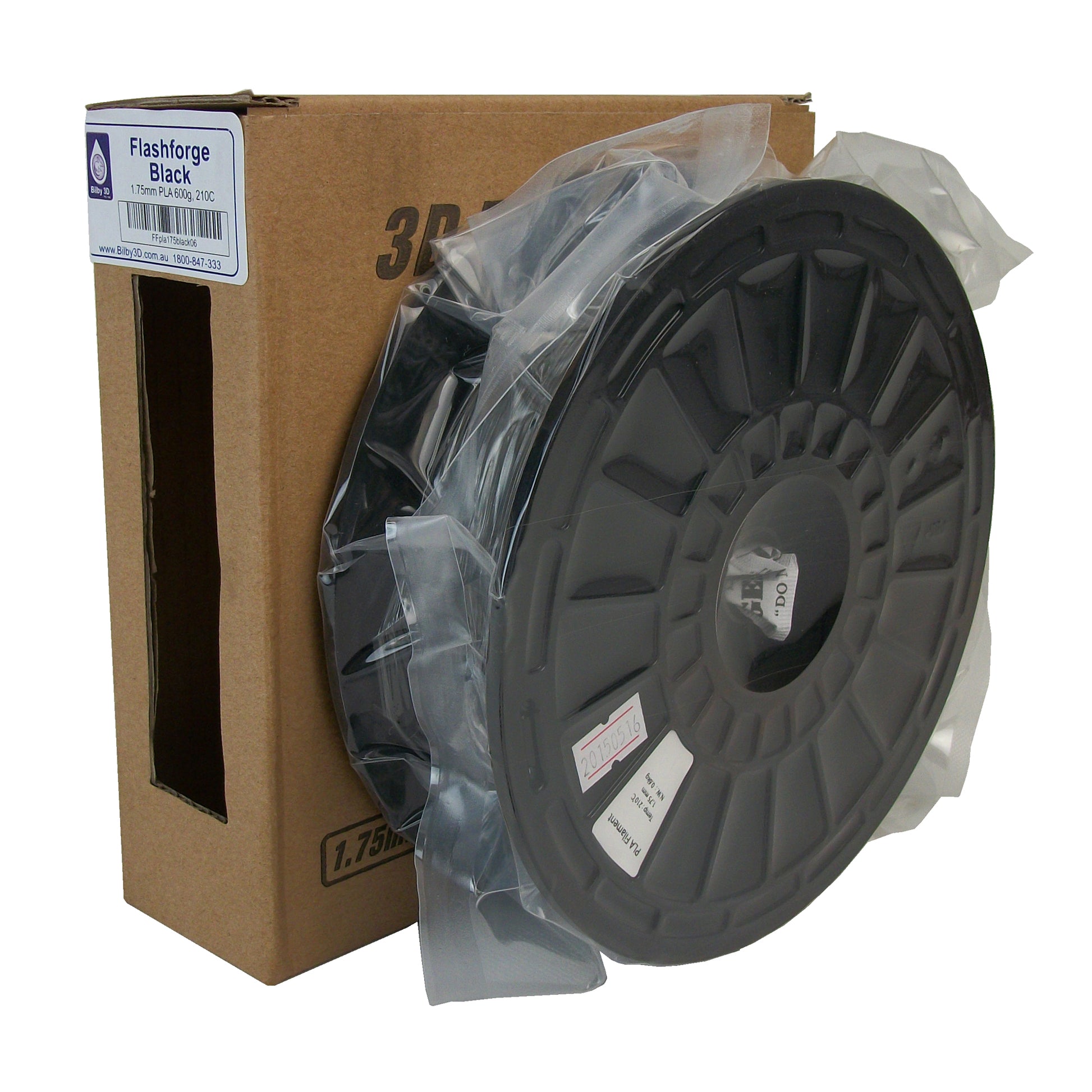PLA Filament - 1.75mm - Black - 600g Spool - FlashForge Compatible