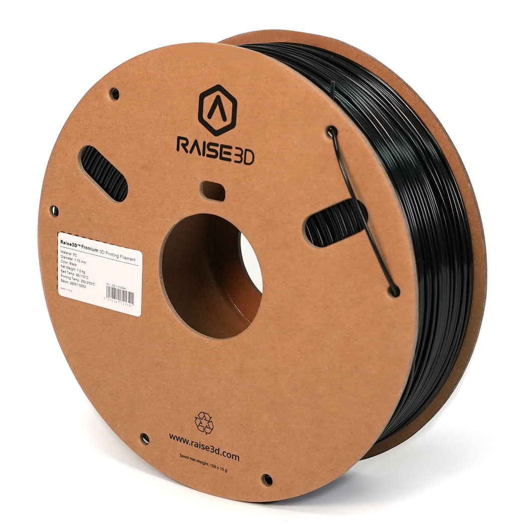 Raise3D Premium PC Filament - 1.75mm - Black - 1kg Spool