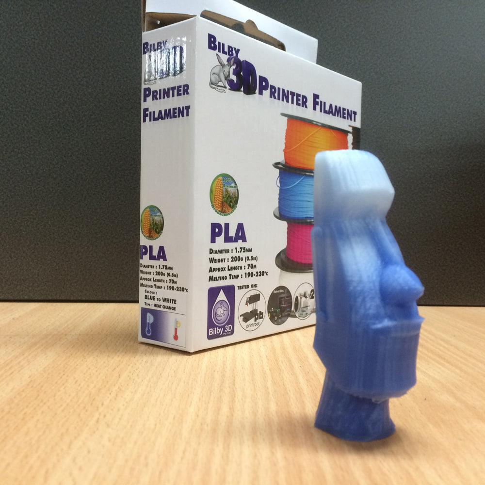 PLA Filament - 1.75mm - Heat Change (Blue to White) - 200g Spool - UNTIL SOLD OUT