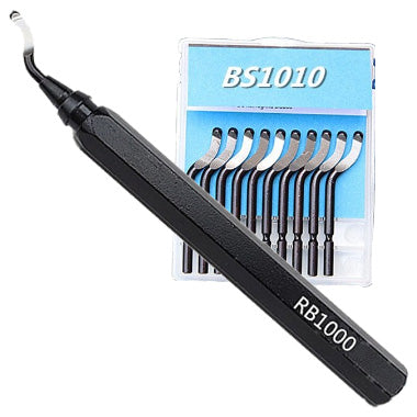 Deburring Tool - Aluminium Handle and 10 general purpose blades